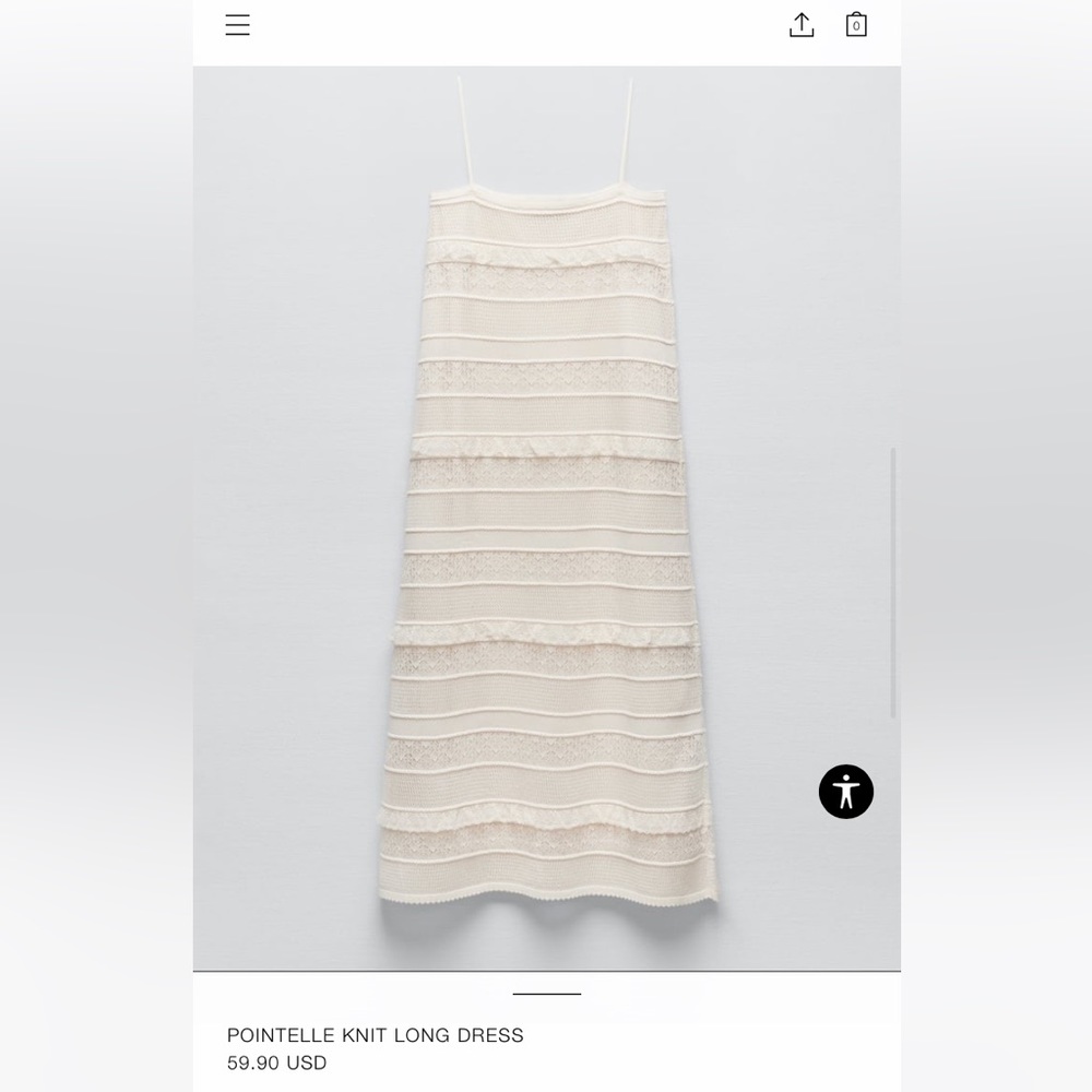Zara - Pointelle Knit Long Dress